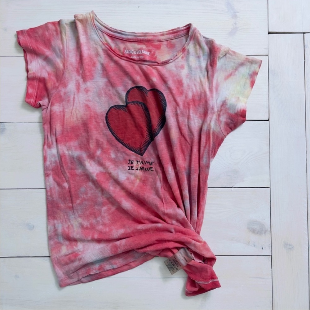 Zadig & Voltaire Paris Je Taime Skinny Heart T-shirt - Picture 1 of 4